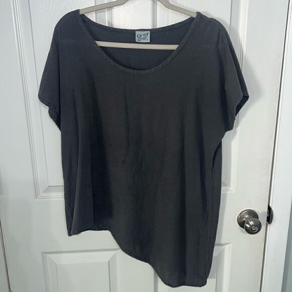 Oh my gauze! 100% cotton Asymmetrical Top with Crewneck in stone size 2 (8-10) - Picture 1 of 7